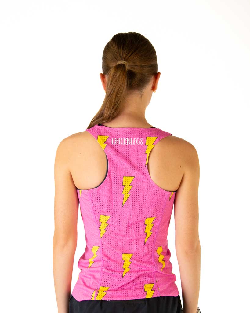Women's Pink Bolts Performance Singlet