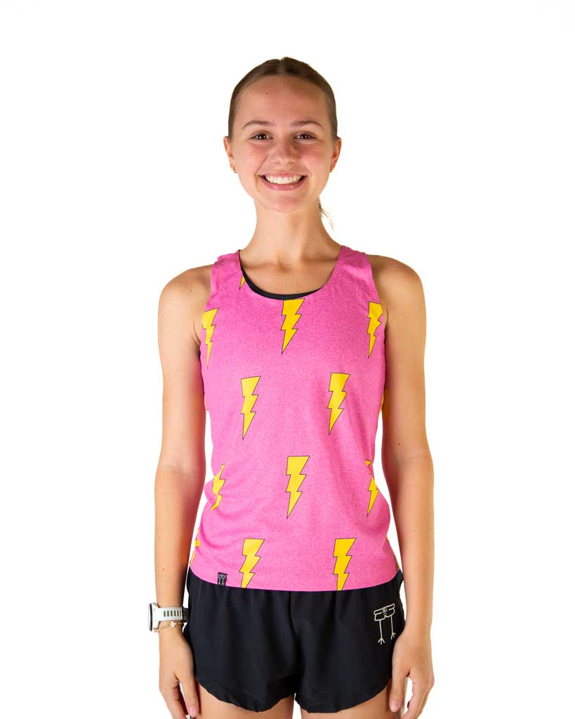 Women's Pink Bolts Performance Singlet