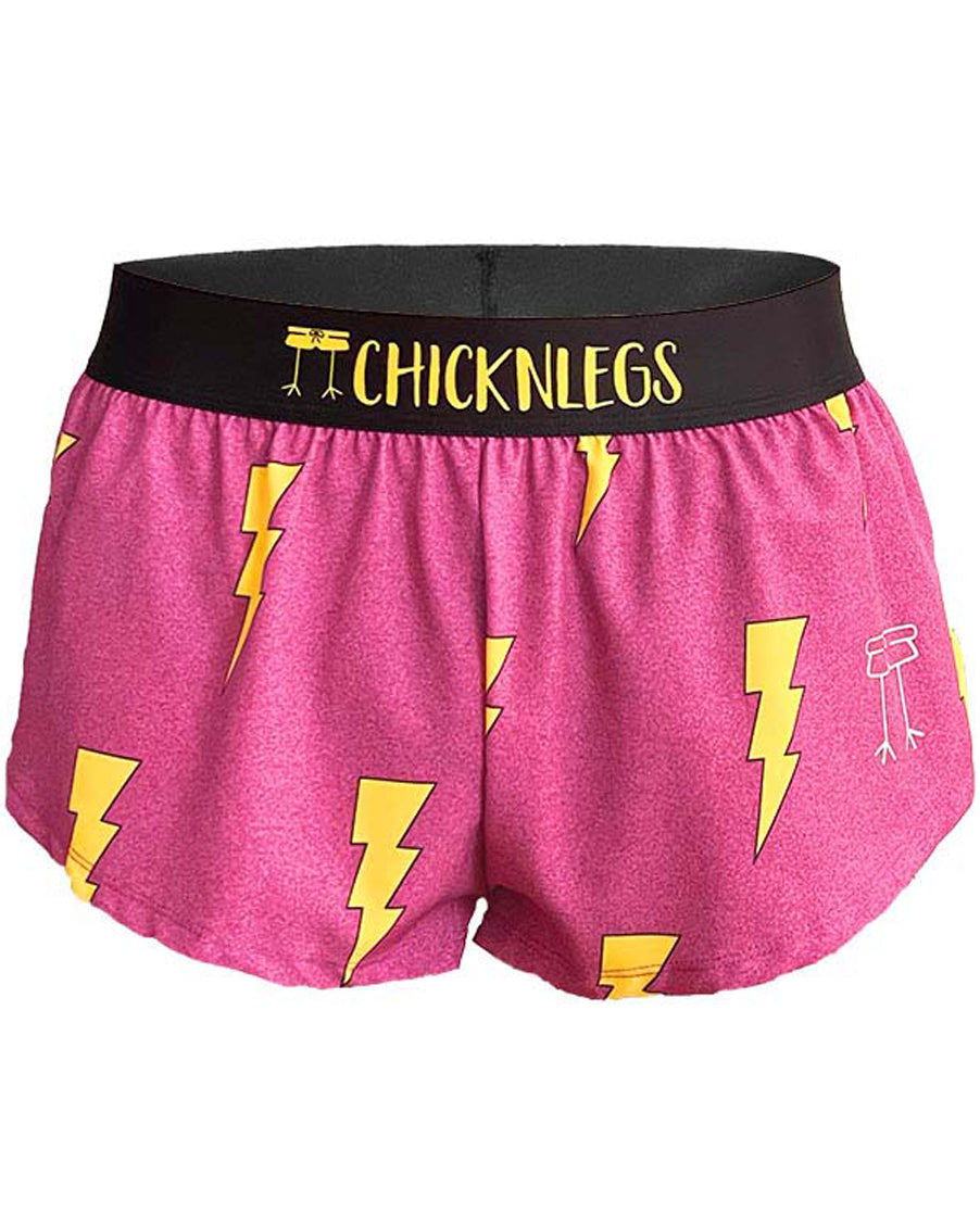 Women's Pink Bolts 1.5" Split Shorts
