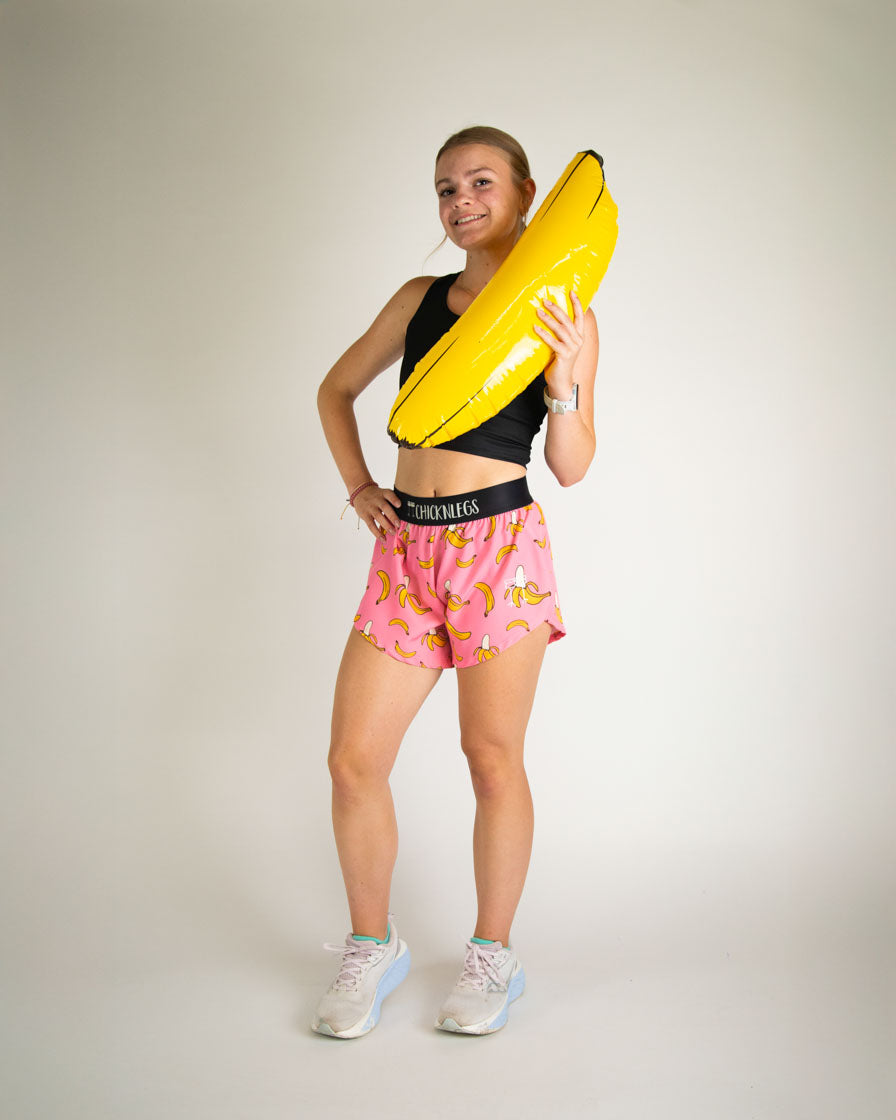 Women's Pink Bananas 4" Split Shorts