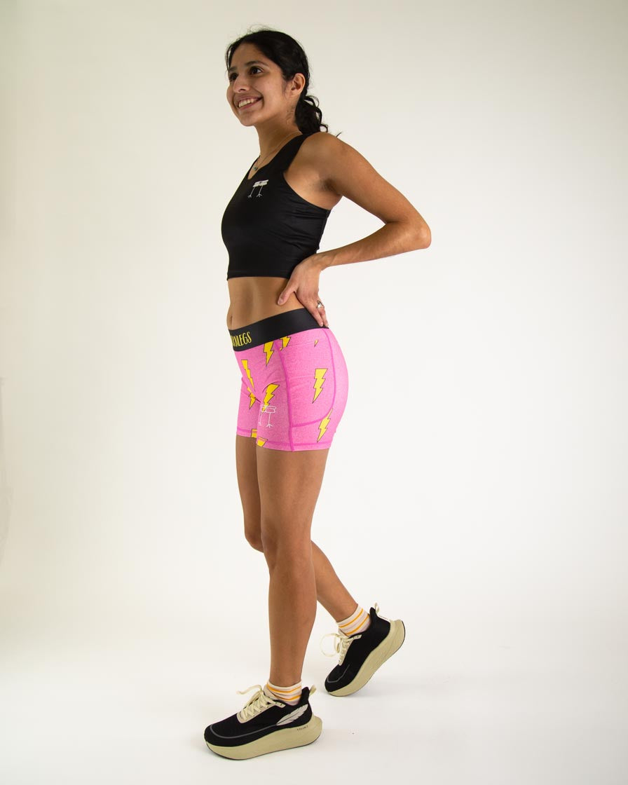 Women's Pink Bolts 3" Compression Shorts