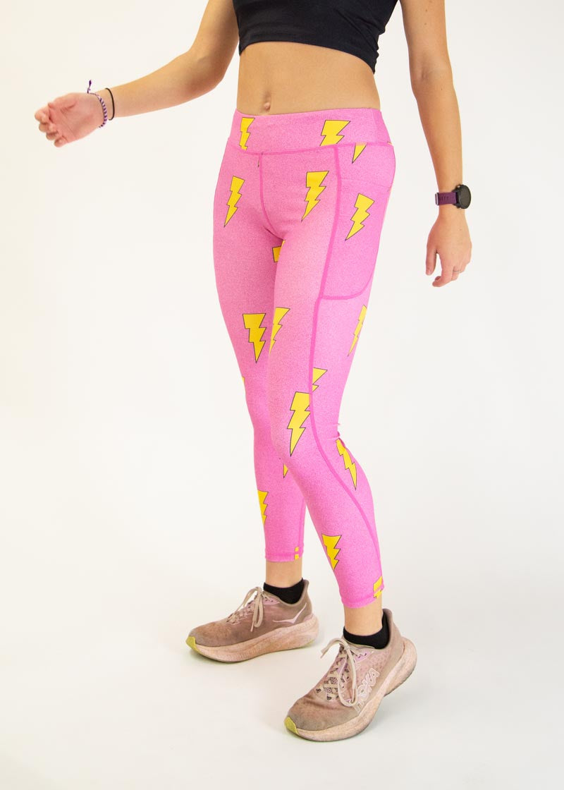 Women's Pink Bolts Leggings